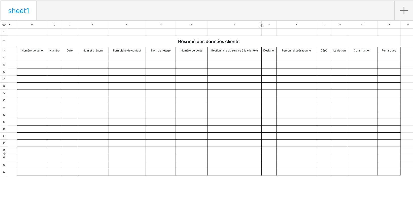 Résumé des données clients